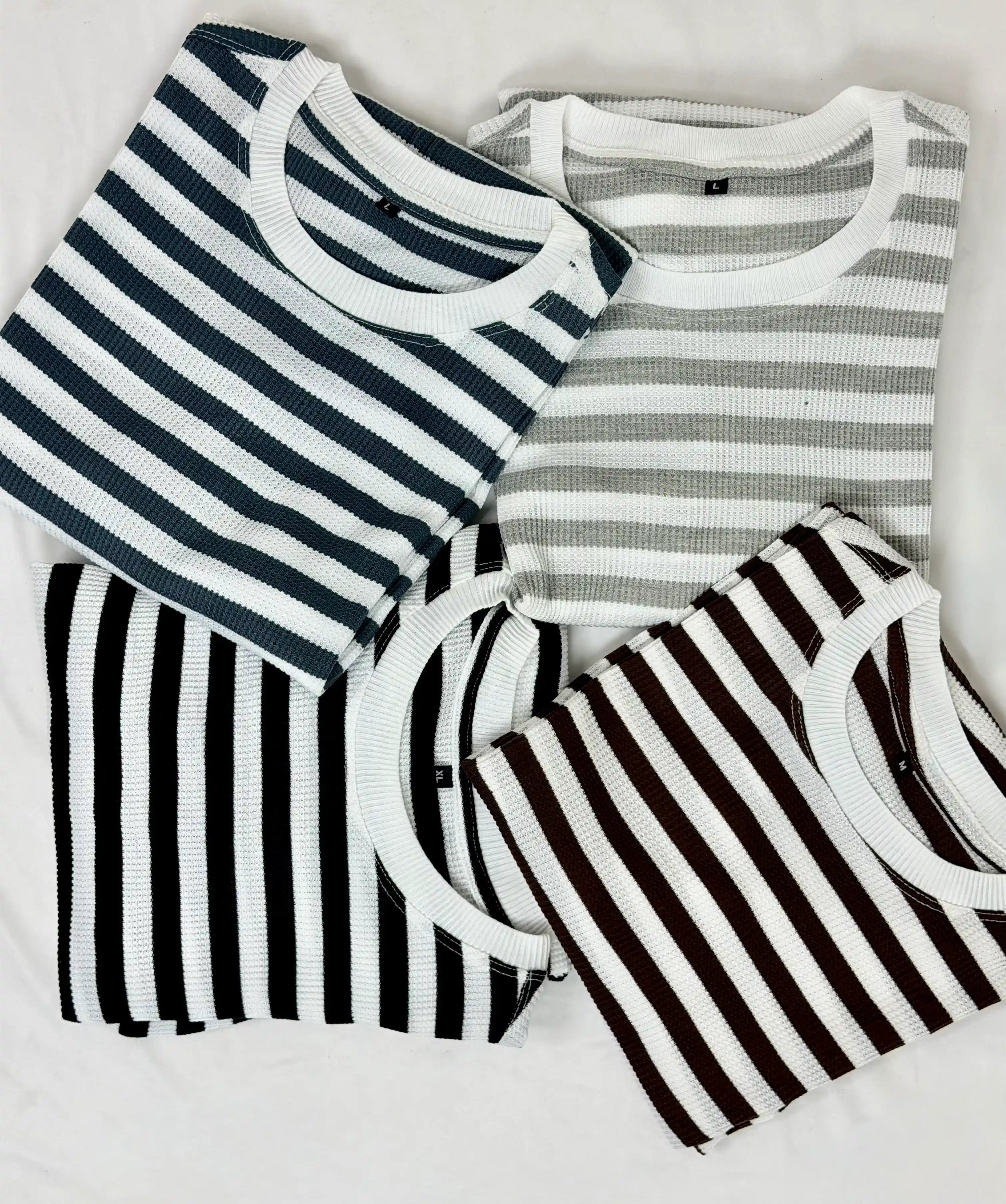 220 GSM Waffle Stripe Boxy Fit T-Shirt