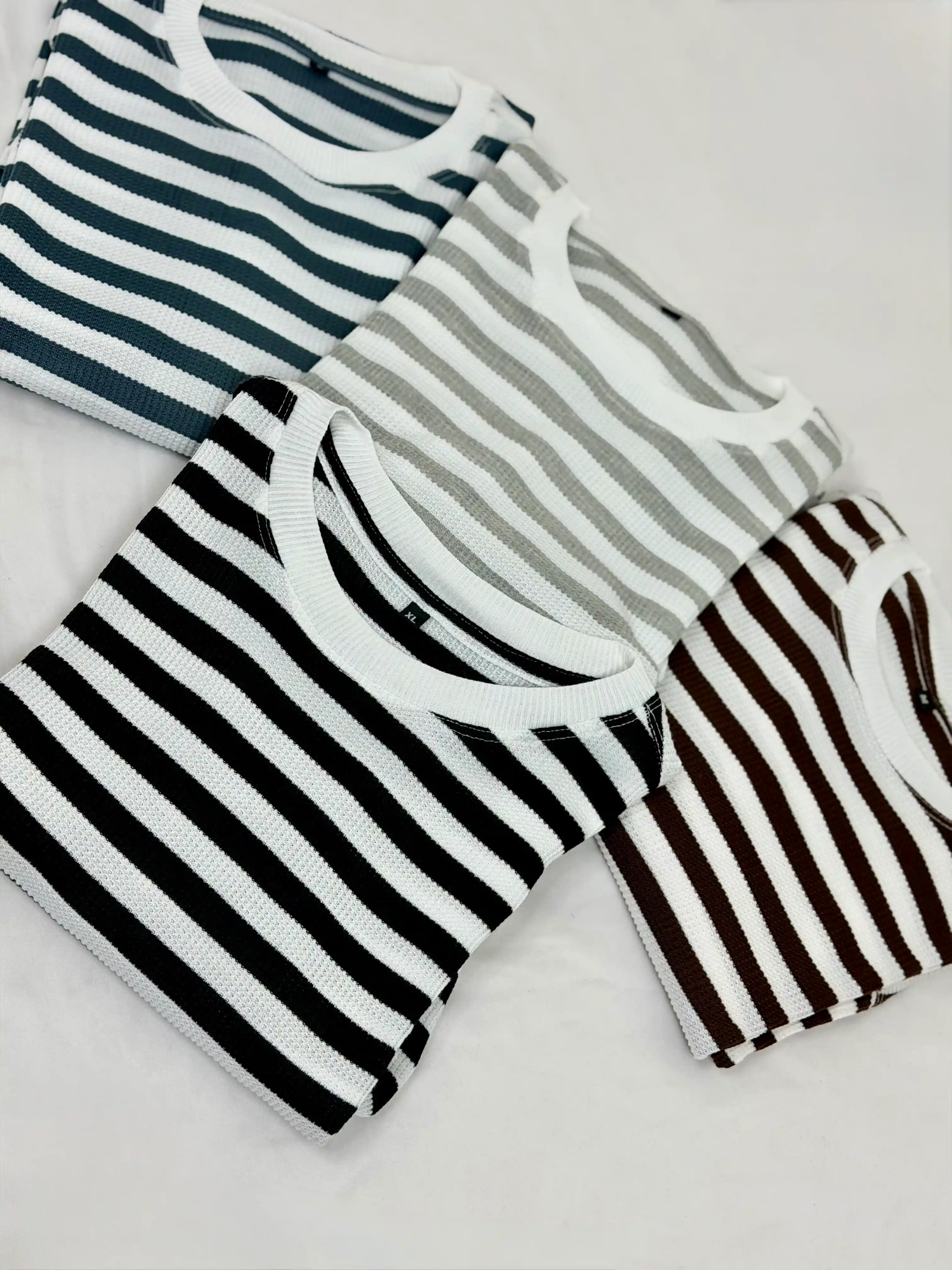 220 GSM Waffle Stripe Boxy Fit T-Shirt