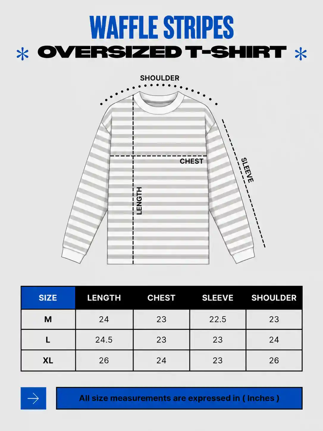 220 GSM Waffle Stripe Boxy Fit T-Shirt