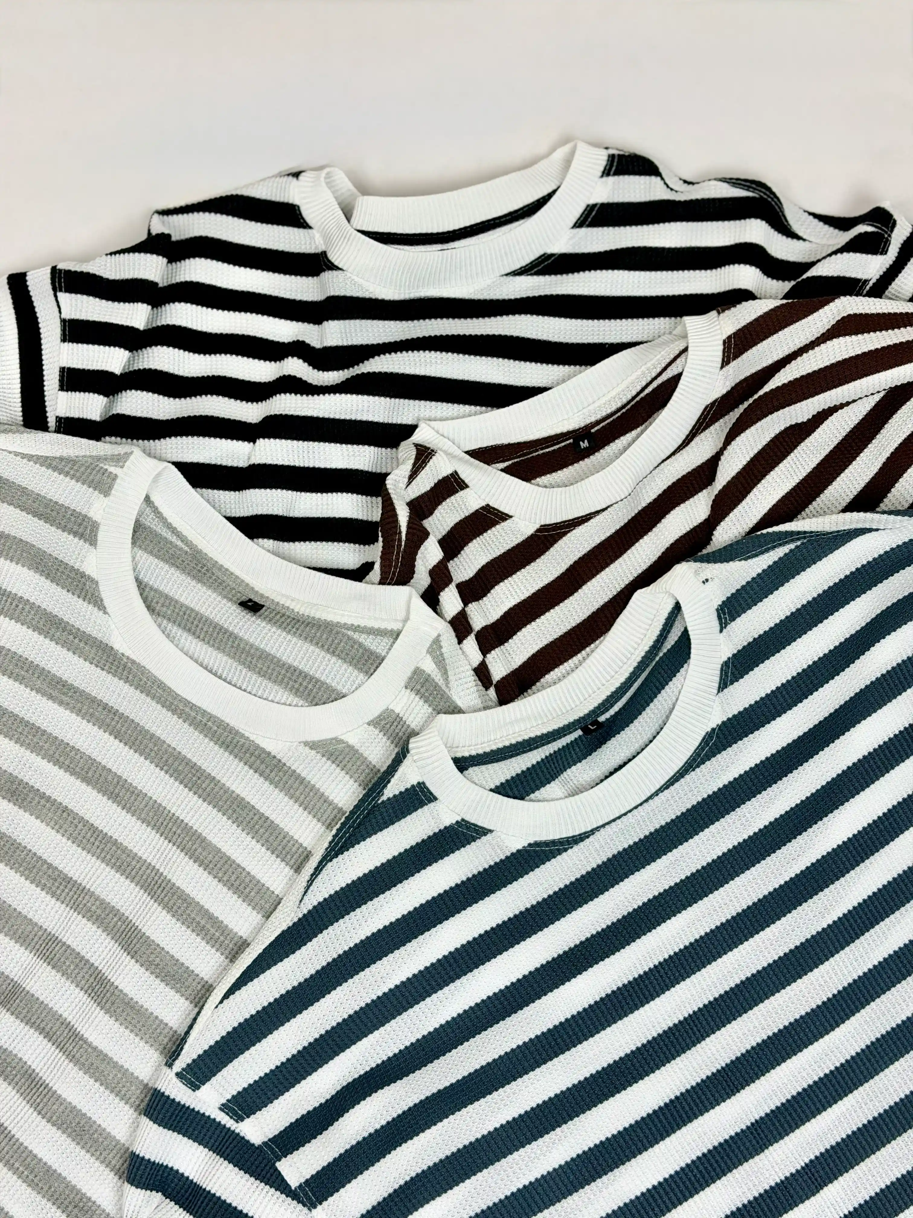 220 GSM Waffle Stripe Boxy Fit T-Shirt