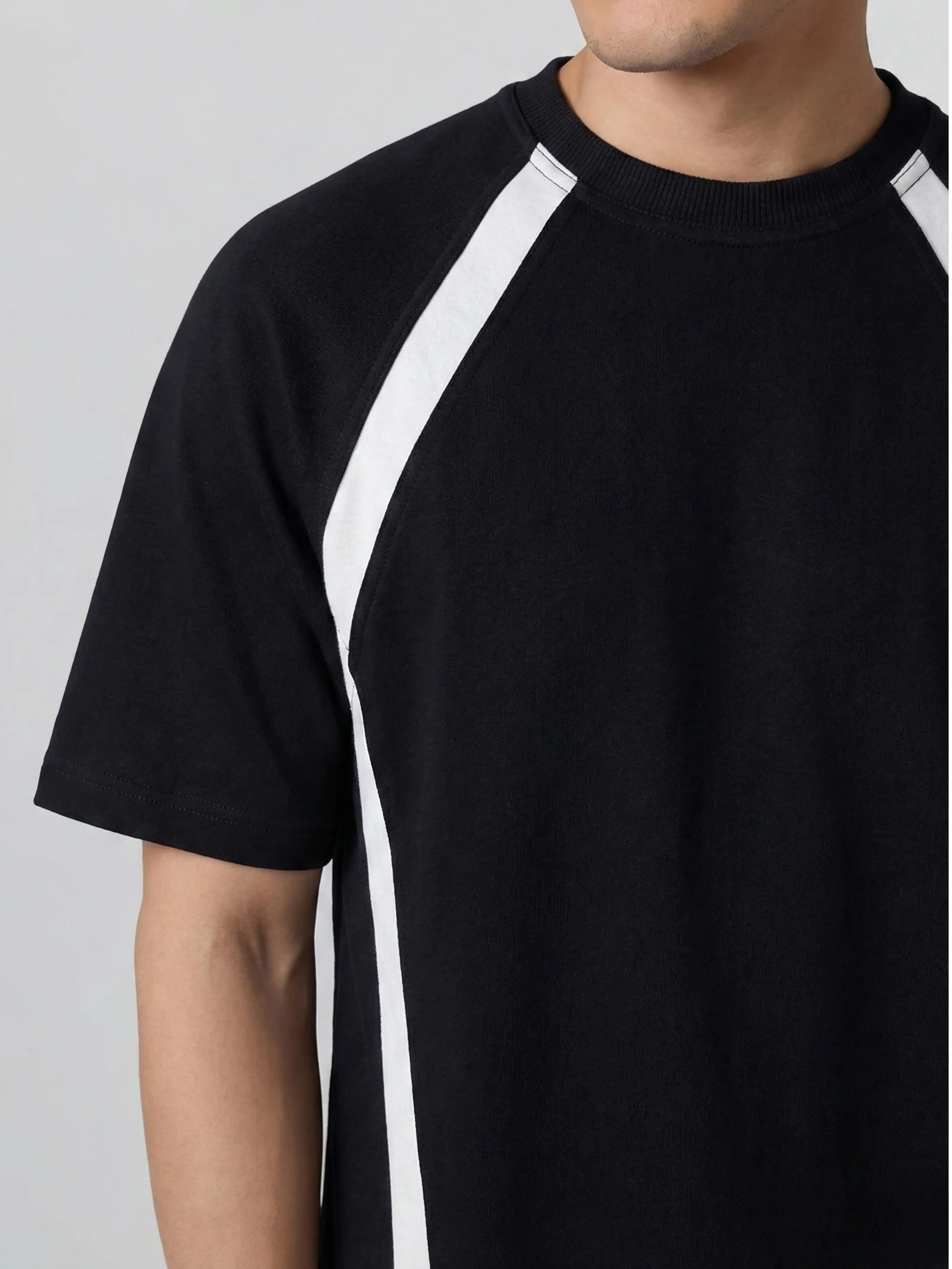 Men’s Oversized T-Shirt with Wrangler Sleeves – 260 GSM Cotton French Terry